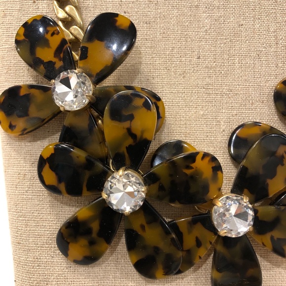 J Crew Tortoise coffee flowers crystal necklace - Picture 2 of 3